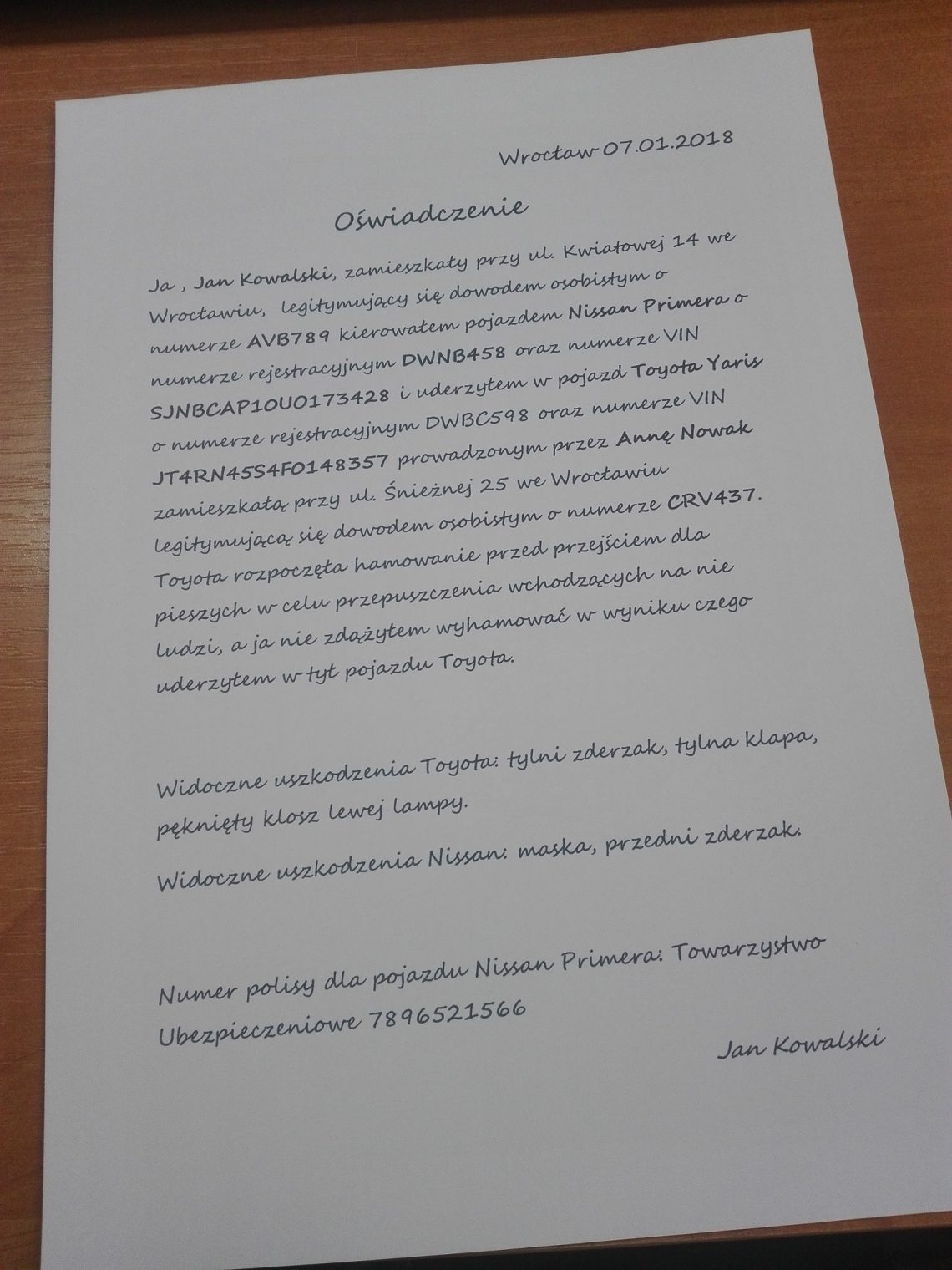 Oświadczenie sprawcyq